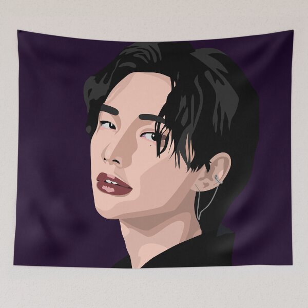 Item preview, Hyunjin of Stray Kids in a stunning vector digital portrait. designed and sold by Aome22.