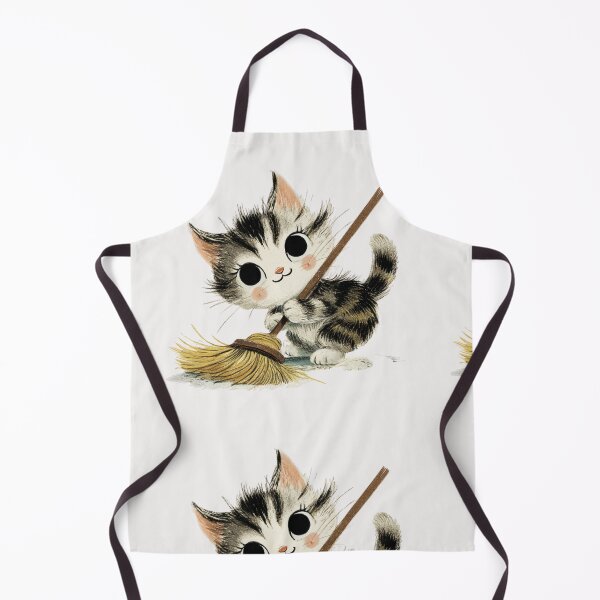 Item preview, Vintage kitten sweeping designed and sold by MendaciousMina.