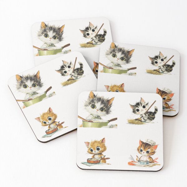 Item preview, Vintage kitten cooking and cleaning designed and sold by MendaciousMina.