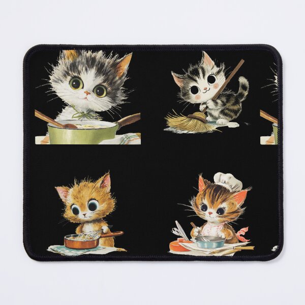 Item preview, Vintage kitten cooking and cleaning designed and sold by MendaciousMina.