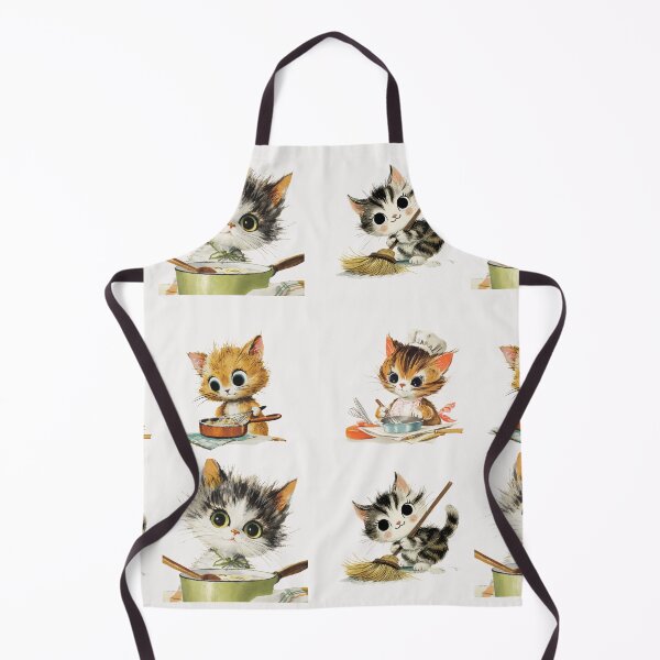 Item preview, Vintage kitten cooking and cleaning designed and sold by MendaciousMina.