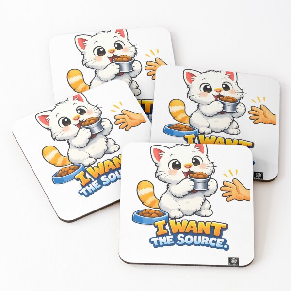 Item preview, I Want the Source – Funny Cute Cat Food Cartoon designed and sold by HOUSE OF TIST.