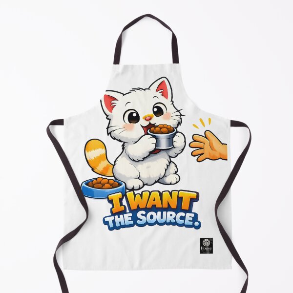 Item preview, I Want the Source – Funny Cute Cat Food Cartoon designed and sold by HOUSE OF TIST.