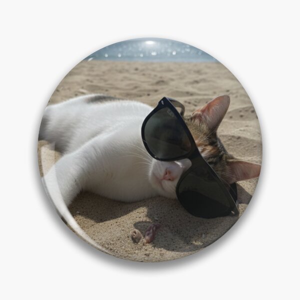 Item preview, Kitty with sunglasses laying at the beach designed and sold by Krissshop31.