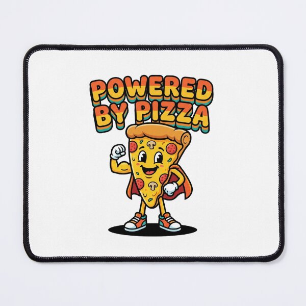 Item preview, Powered by Pizza Cartoon Illustration – Funny Food Typography Design designed and sold by crizzysketch.