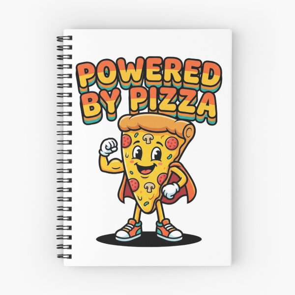 Item preview, Powered by Pizza Cartoon Illustration – Funny Food Typography Design designed and sold by crizzysketch.