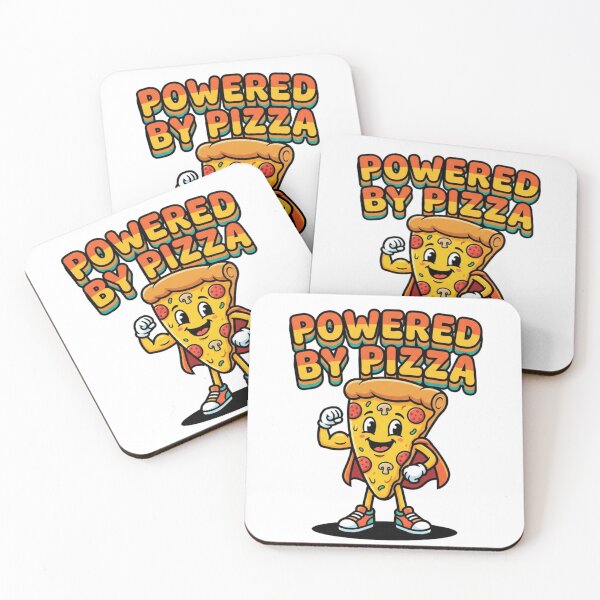 Item preview, Powered by Pizza Cartoon Illustration – Funny Food Typography Design designed and sold by crizzysketch.