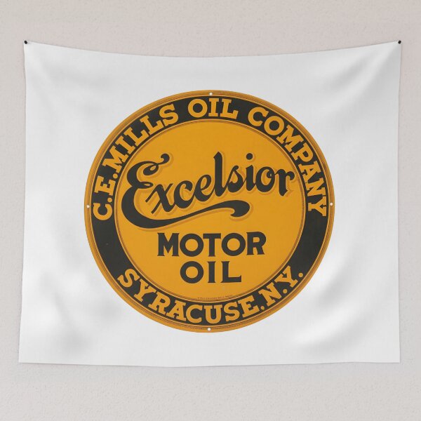 Item preview, Vintage Excelsior Motor Oil Circular Metal Sign designed and sold by CharlieDesings.
