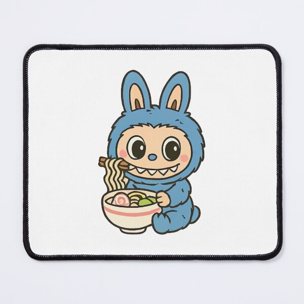 Item preview, Cute Blue Labubu Bunny Eating Ramen Illustration designed and sold by mjowsc.