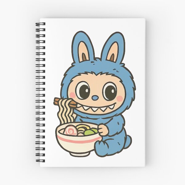 Item preview, Cute Blue Labubu Bunny Eating Ramen Illustration designed and sold by mjowsc.