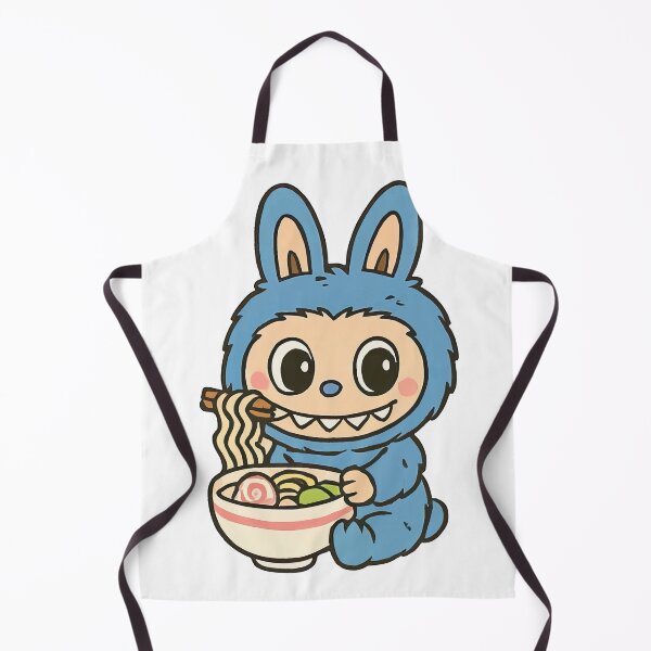 Item preview, Cute Blue Labubu Bunny Eating Ramen Illustration designed and sold by mjowsc.