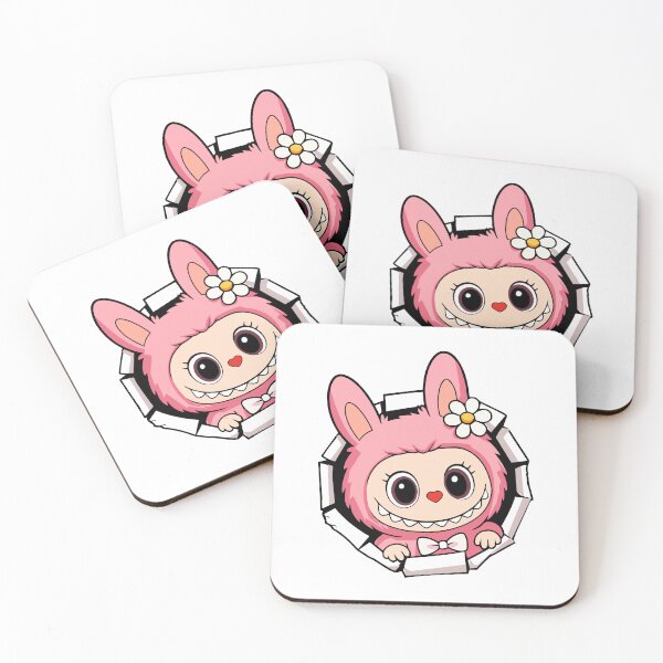 Item preview, Cute Pink Labubu Bunny Peeking Frame Illustration designed and sold by mjowsc.