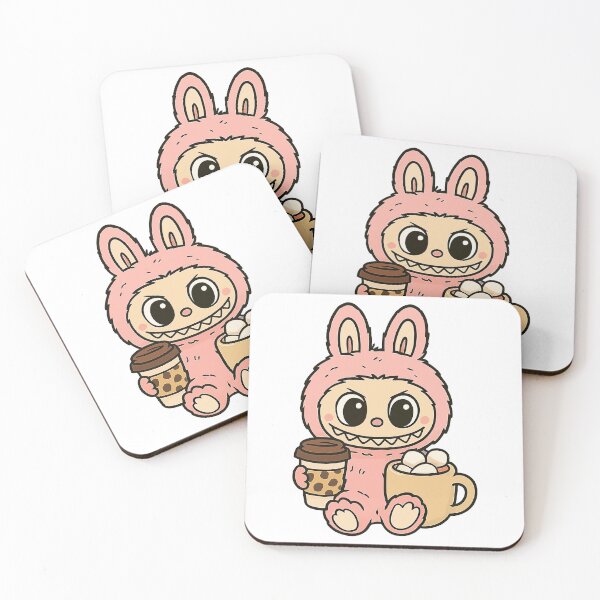 Item preview, Cute Pink Labubu Bunny Coffee Lover Illustration designed and sold by mjowsc.