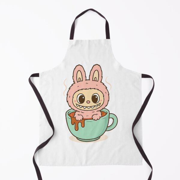 Item preview, Cute Pink Labubu Bunny in Hot Drink Illustration designed and sold by mjowsc.