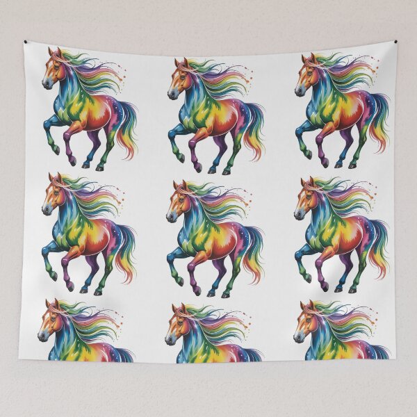 Item preview, Majestic Colorful Horse – Fantasy Rainbow Horse Wall Art & Sticker designed and sold by RBToper.