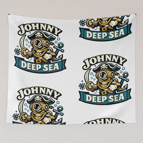 Item preview, Johnny Deep Sea – Pirate Submarine Vintage Retro Parody Logo designed and sold by Dax Studio.