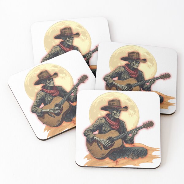 Item preview, western gothic skeleton cowboy guitarist designed and sold by rspsp.