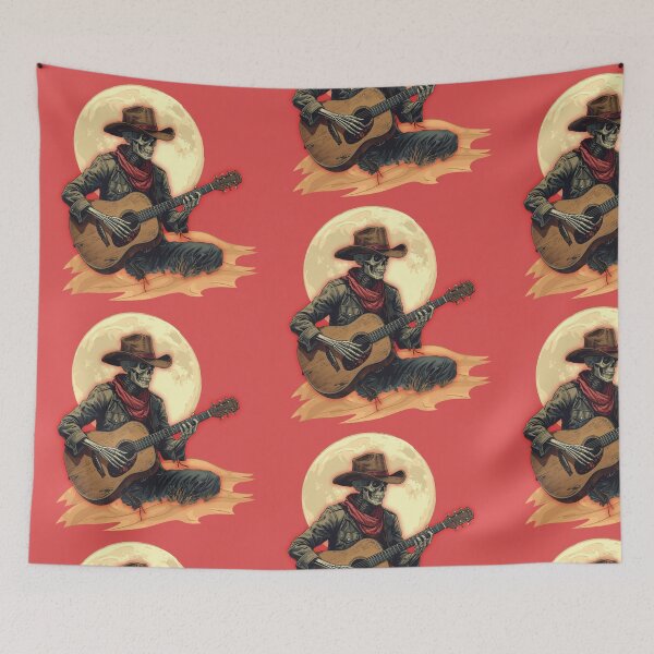 Item preview, western gothic skeleton cowboy guitarist designed and sold by rspsp.