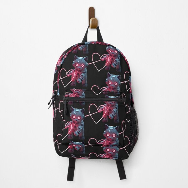 Item preview, Cute Robot Cat Chasing Heart Laser – Futuristic Kawaii Tech Cat Design designed and sold by RMTrendy.