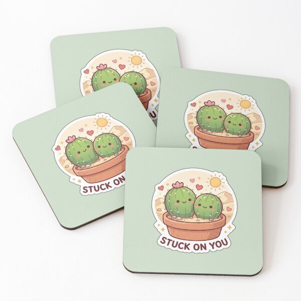 Item preview, Valentine Stuck on You – Cute Cactus Couple Love Sticker  Kawaii Plant Valentine Gift designed and sold by Nuist25.