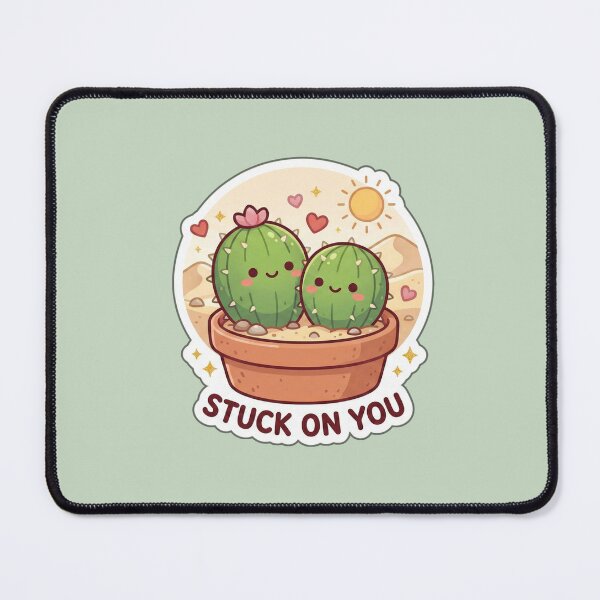 Item preview, Valentine Stuck on You – Cute Cactus Couple Love Sticker Kawaii Plant Valentine Gift designed and sold by Nuist25.