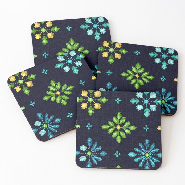 Item preview, Folk Flower Pixel Pattern designed and sold by BasajaunStudio.