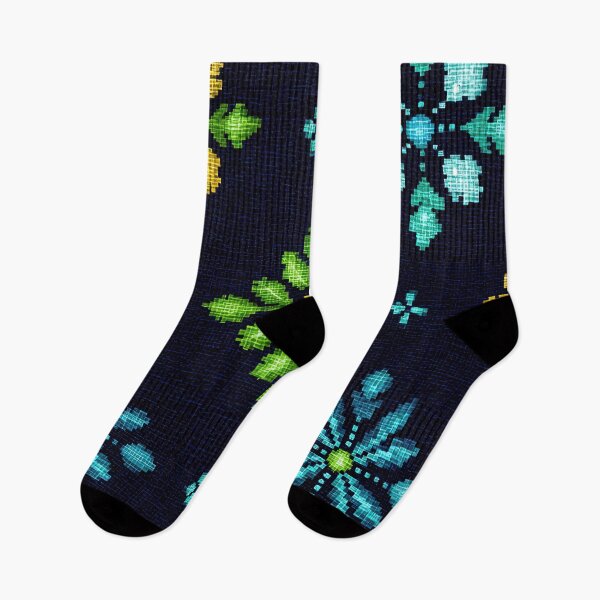 Item preview, Folk Flower Pixel Pattern designed and sold by BasajaunStudio.
