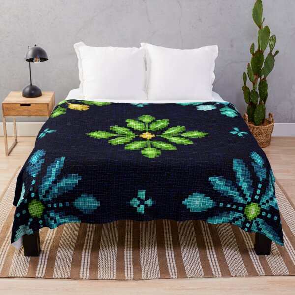 Item preview, Folk Flower Pixel Pattern designed and sold by BasajaunStudio.