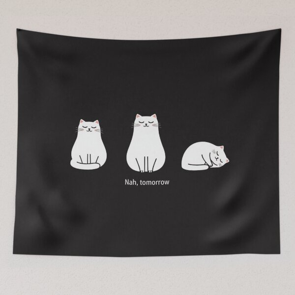 Item preview, Nah, Tomorrow – Sleepy Cat Minimalist Illustration designed and sold by EchopawCo.
