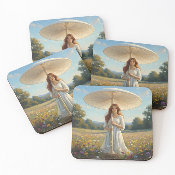 Item preview, Girl with Parasol Mushroom in land designed and sold by Tresorsdesbois.