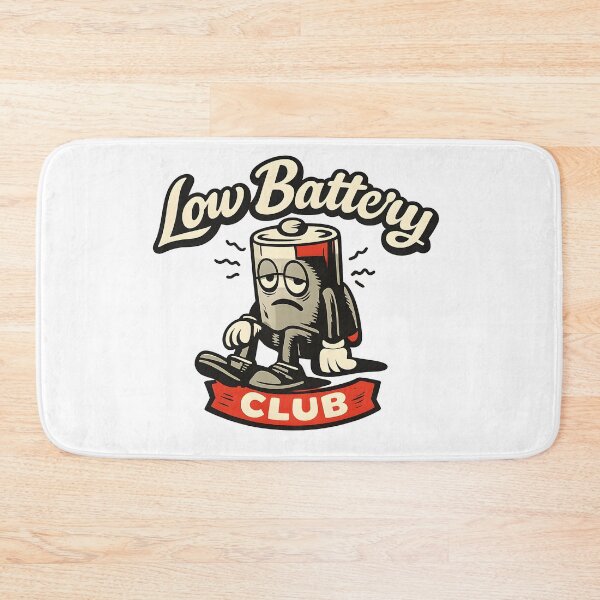Item preview, Low Battery Club – Vintage Retro Battery Mascot designed and sold by Dax Studio.
