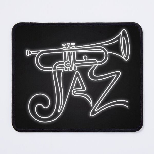 Item preview, Jazz Neon Typography Art – Trumpet Lettering Music Illustration on Black designed and sold by AbstractAuraArt.