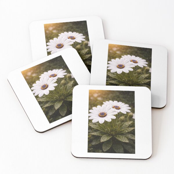 Item preview, White African Daisies After Rain – Floral Nature Art designed and sold by TMD167207.