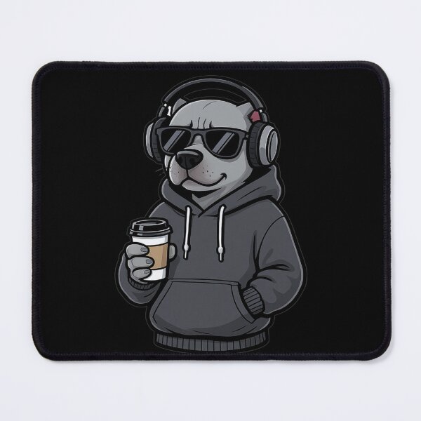 Item preview, Sleepy Hip-Hop Dog with Coffee – Funny Hoodie Cartoon designed and sold by ColorSplash123.