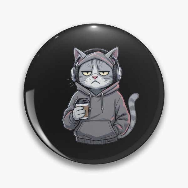 Item preview, Bored Morning Cat with Coffee – Chill Hip-Hop Hoodie Cartoon designed and sold by ColorSplash123.