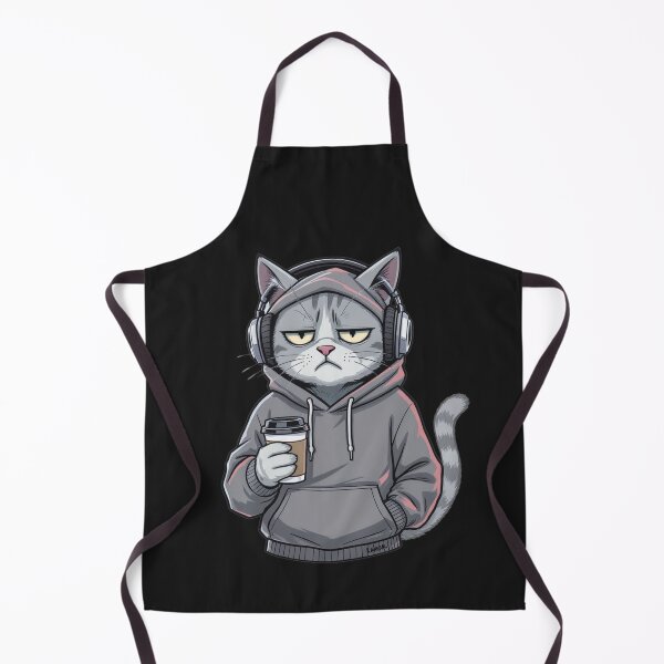 Item preview, Bored Morning Cat with Coffee – Chill Hip-Hop Hoodie Cartoon designed and sold by ColorSplash123.