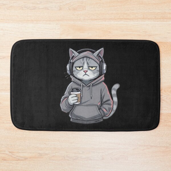 Item preview, Bored Morning Cat with Coffee – Chill Hip-Hop Hoodie Cartoon designed and sold by ColorSplash123.