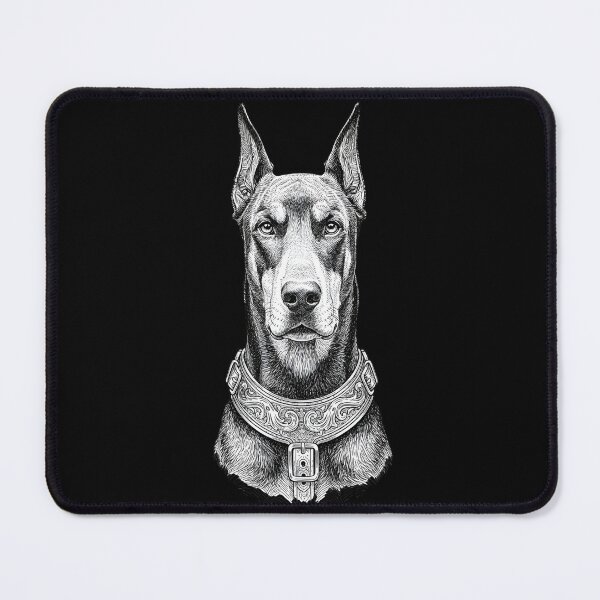 Item preview, Elegant Doberman Portrait – Black and White Hand Drawn Art designed and sold by novapixel25100.