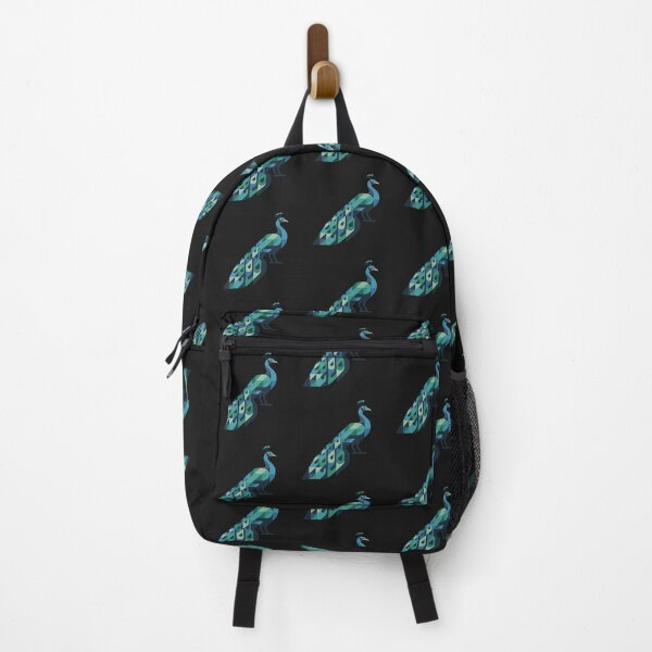 Item preview, Geometric Peacock Illustration – Modern Abstract Bird Art in Teal and Blue designed and sold by Royalsticker.
