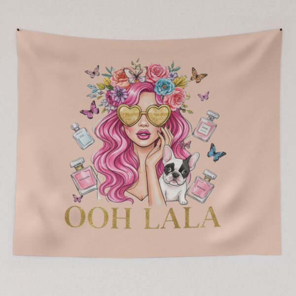 Item preview, Ooh La La French Chic Pink Hair Fashionista - Glamorous Woman & Dog Art - Trendy Girl Gift designed and sold by Ditstyle.