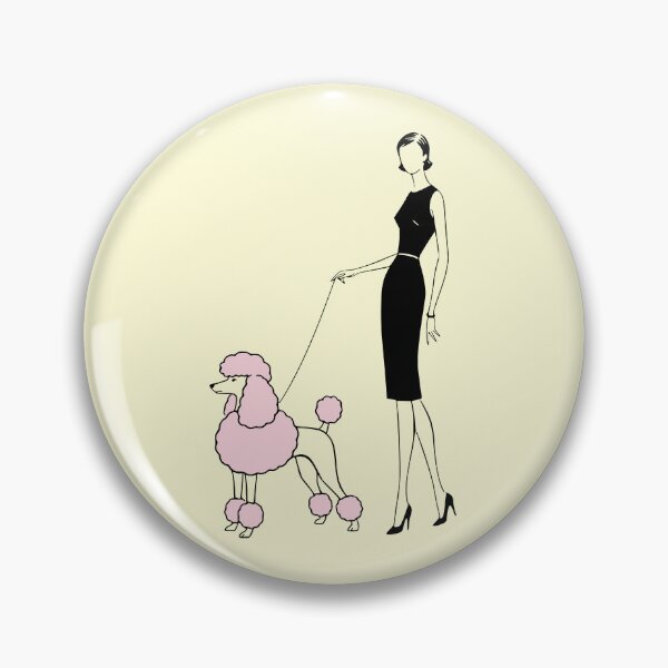 Item preview, Elegant Woman Walking Pink Poodle Minimal Fashion Illustration Chic Dog Art designed and sold by Imaginationbeyond.