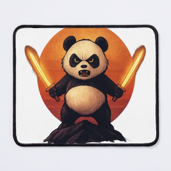 Item preview, Fierce Cute Warrior Panda with  Swords – Martial Arts Animal Fantasy Art designed and sold by RMTrendy.