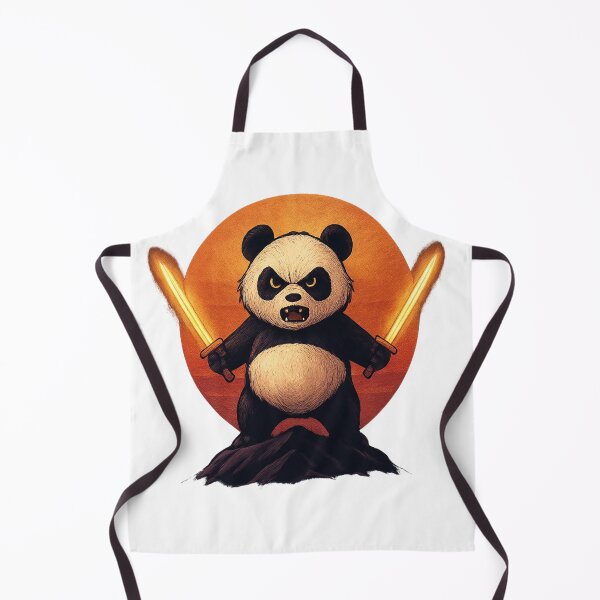 Item preview, Fierce Cute Warrior Panda with Swords – Martial Arts Animal Fantasy Art designed and sold by RMTrendy.