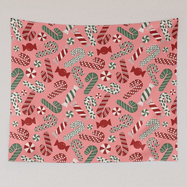 Item preview, Candies & Candy Canes - Multicolored on Coral Pink designed and sold by thecolorbirdie.
