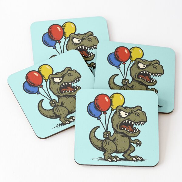 Item preview, Angry Tyrannosaurus Rex Holding Balloons designed and sold by Ghost on Toast.