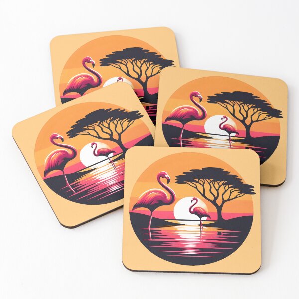 Item preview, Lesser Flamingo African Sunset - Lake Safari Nature Badge designed and sold by GREENZ0NE.