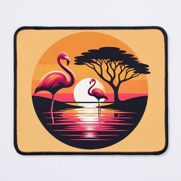 Item preview, Lesser Flamingo African Sunset - Lake Safari Nature Badge designed and sold by GREENZ0NE.
