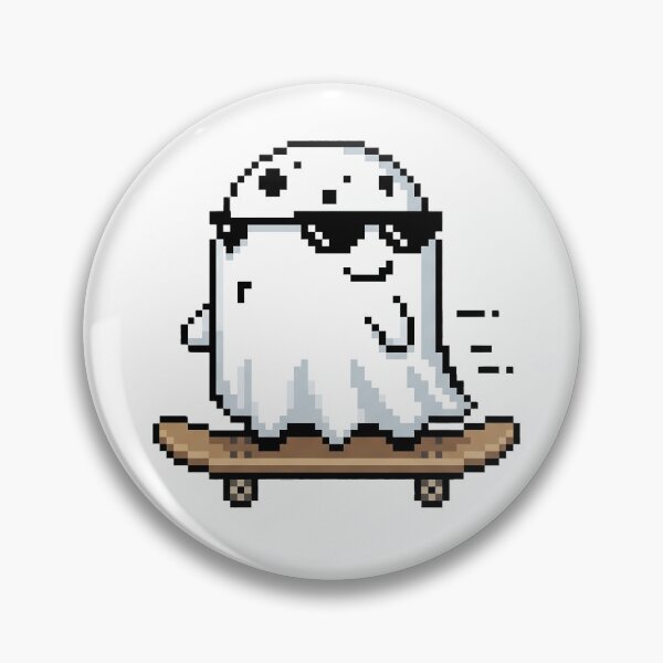 Aperçu de l'œuvre Pixel Ghost Skater - Skateboard rétro 8 bits amusant créée et vendue par YNAMREG.