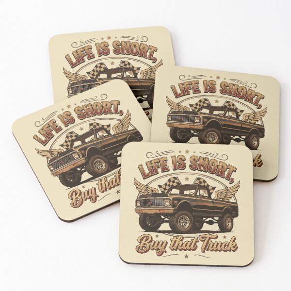 Item preview, K10 Vintage Truck Illustration – “Life Is Short, Buy That Truck designed and sold by BronArtworks.