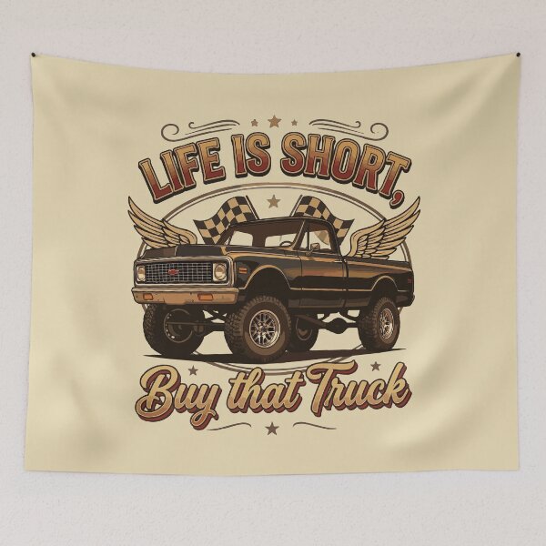 Item preview, K10 Vintage Truck Illustration – “Life Is Short, Buy That Truck designed and sold by BronArtworks.